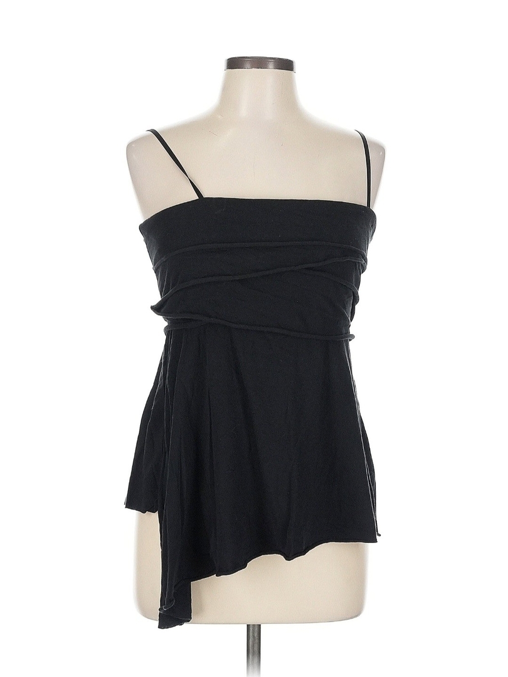 Max Studio Black Asymmetric Spaghetti Strap Camisole